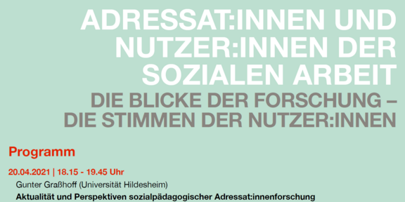 Ausschnitt vom Infoflyer Adressat:Innen und Nutzer:Innen der Sozialen Arbeit Ringvorlesung