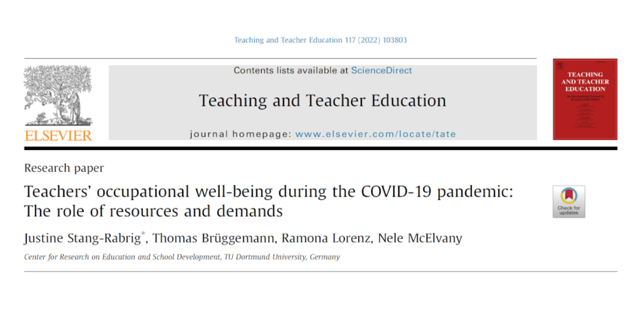 Cover der Publikation Teachers’ occupational well-being during the COVID-19 pandemic: The role of resources and demands