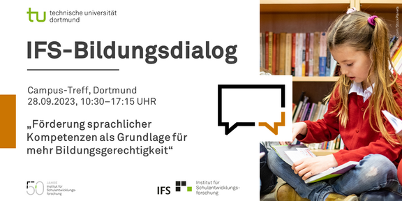 Einladung Bildungsdialog Einladungskarte des 7. Bildungsdialogs mit Foto von Grundschulkindern, die Bücher lesen
