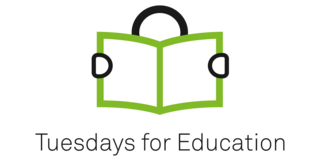 Piktogram Lesende, Schriftzug Tuesdays for Education